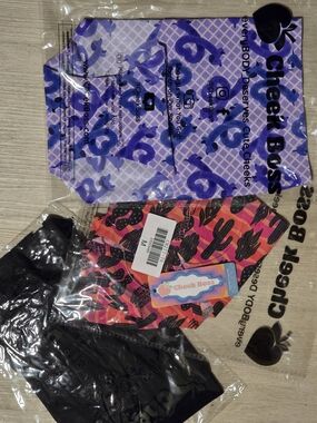 Cheek Boss Bikini Bottoms - Black, Purple & Pink Cactus Print
